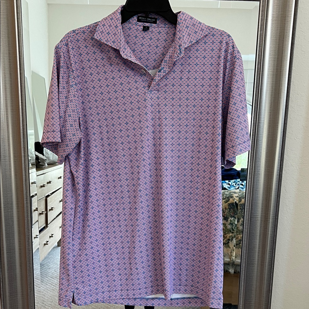 Peter Millar Pink Geo Print Polo